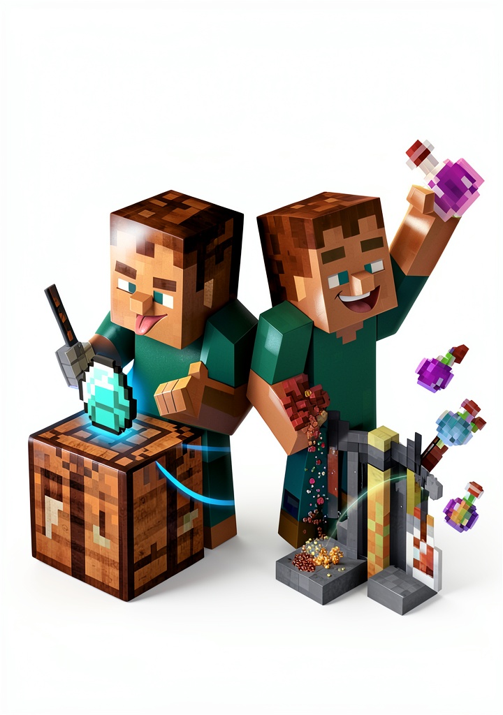 Installing Minecraft Game Strategy Guide Book 7 of 8 on a wooden desk