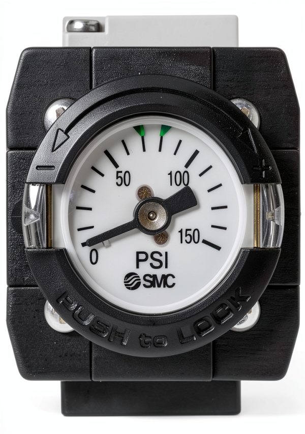 SMC ARG20-N02G1H-Z Regulator with Gauge in Handle, Relieving type, 7.25 - 123 psi Set Pressure Range, 28 scfm, Gauge in Handle, With Set Nut, 1/4" NPT-1